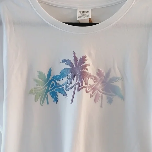 Victoria's Secret PINK Tropical Print Everyday T-shirt Size Medium - Picture 3 of 5